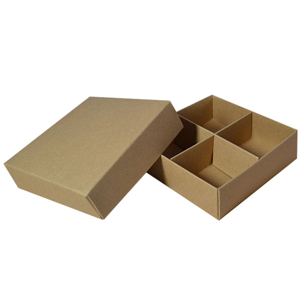 Square 4 Macaroon & Choc Box - Smooth White Paperboard (285gsm) (Base, Lid & Removable Insert)