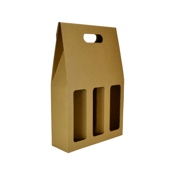 Triple Bottle Gable Top Wine Mailing Box with Window 19273