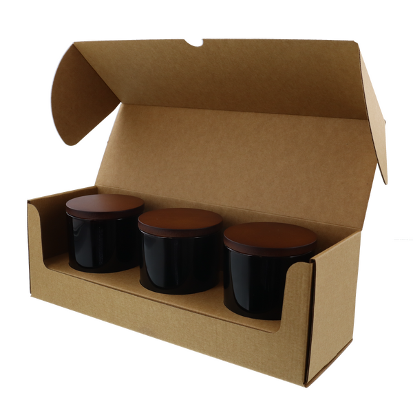 Large Candle Plain Glass 3 Pack Mailing Box with Insert
