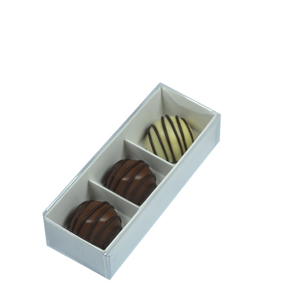 3 Pack Chocolate Box with Clear Lid - Paperboard (285gsm) (Base, Insert & Clear Lid)