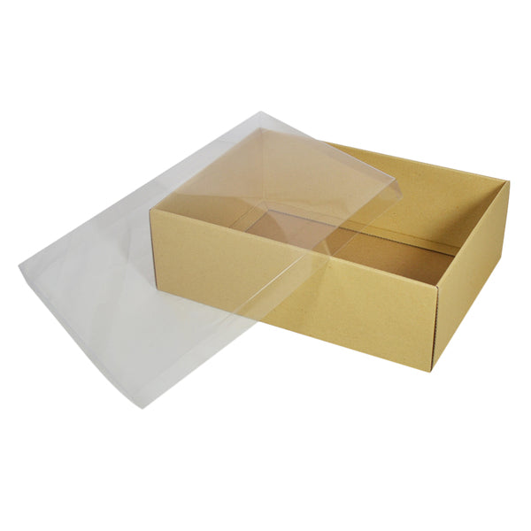 A4 Two Piece Cardboard Gift Box with Clear Lid - 100mm High