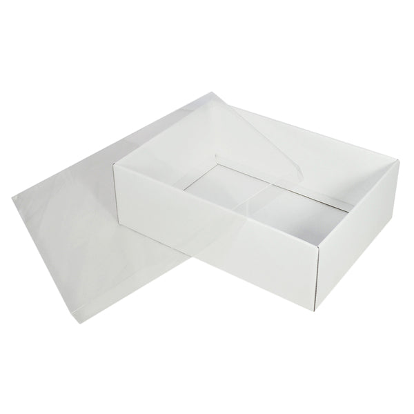 A4 Two Piece Cardboard Gift Box with Clear Lid - 100mm High