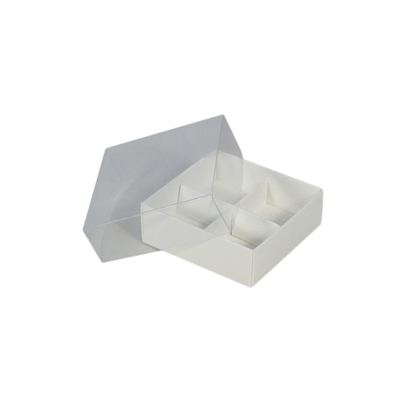 4 Pack Chocolate Box with Clear Lid - Paperboard (285gsm) (Base, Insert & Clear Lid)
