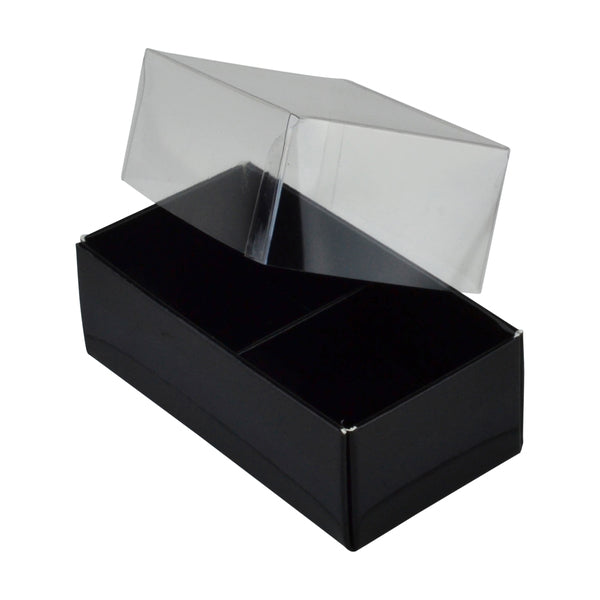 2 Pack Chocolate Box with Clear Lid - Paperboard (285gsm) (Base, Insert & Clear Lid)