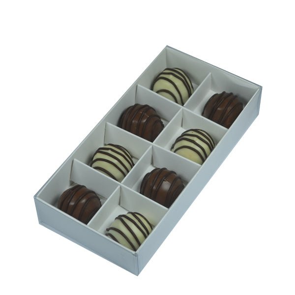 8 Pack Chocolate Box with Clear Lid - Paperboard (285gsm) (Base, Insert & Clear Lid) - PackQueen