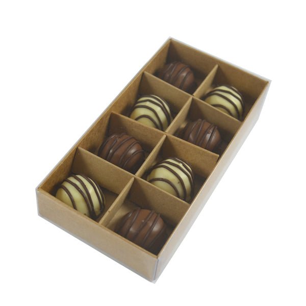 8 Pack Chocolate Box with Clear Lid - Paperboard (285gsm) (Base, Insert & Clear Lid) - PackQueen