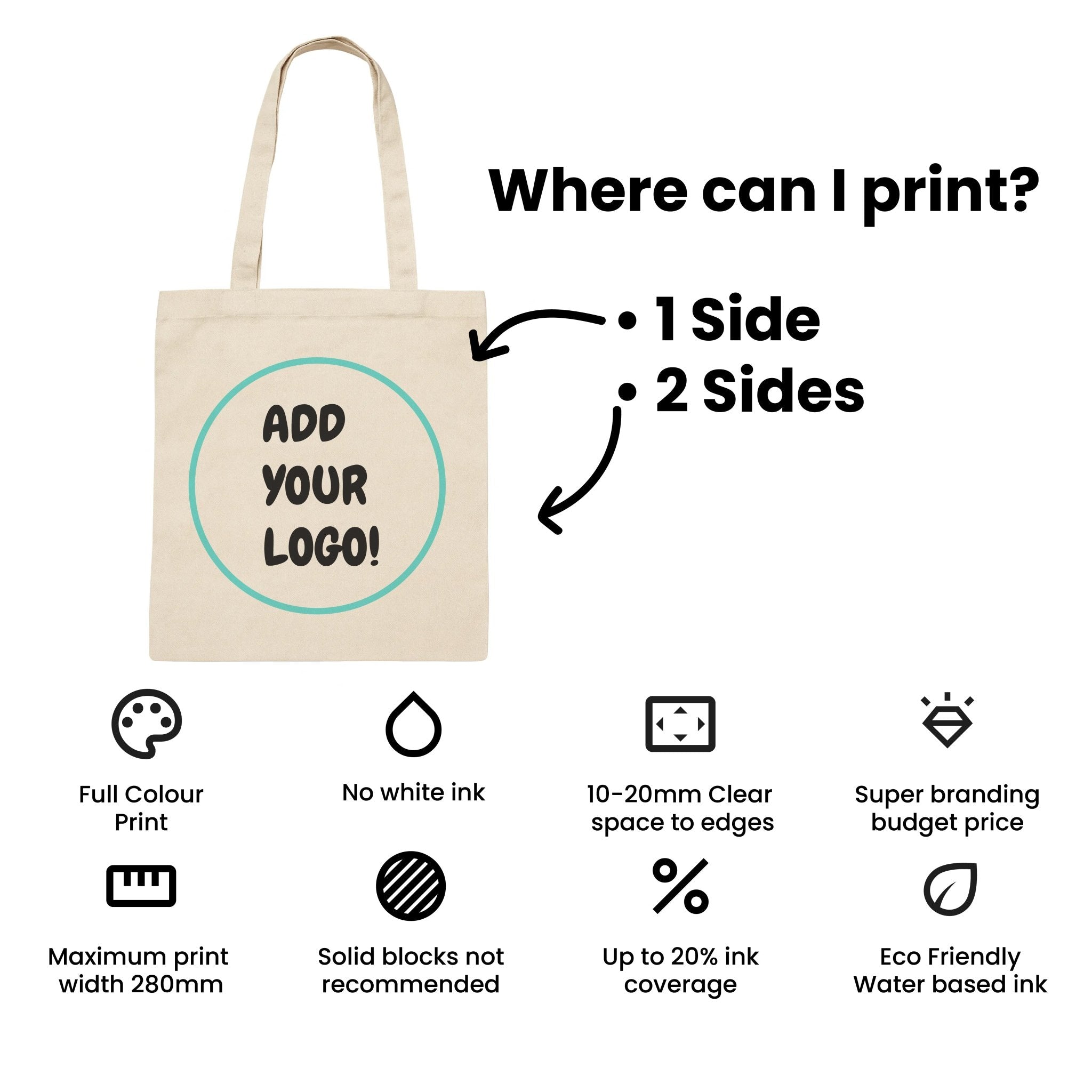 Calico Tote Bags 100% Certified Organic Cotton (Plain or Printed) - Express Value - PackQueen