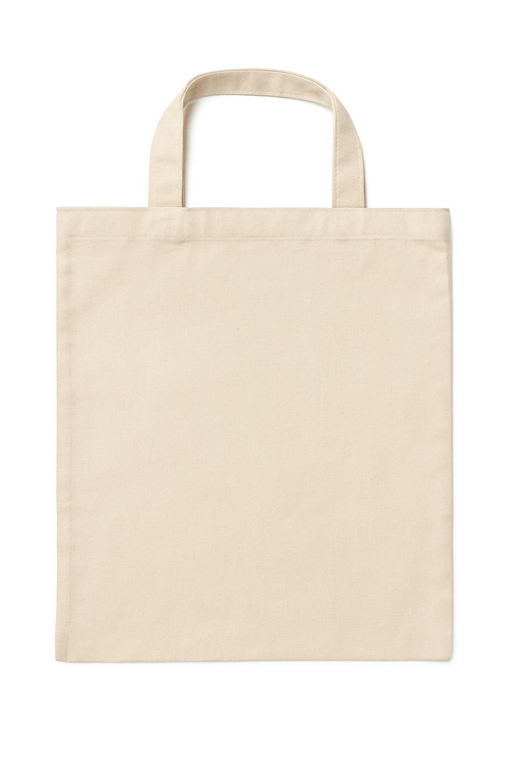 PLAIN SAMPLE - Calico Tote Bags 100% Certified Organic Cotton - 380 x 420mm - 2 Short Handles (17cm Handles)
