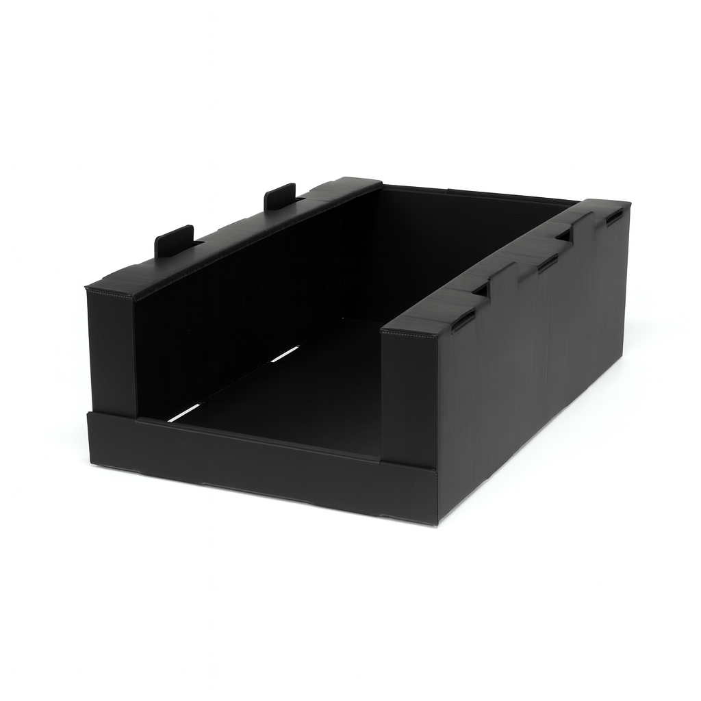 Corflute Stackable Pick Bin Boxes Black - Standard Size - PackQueen