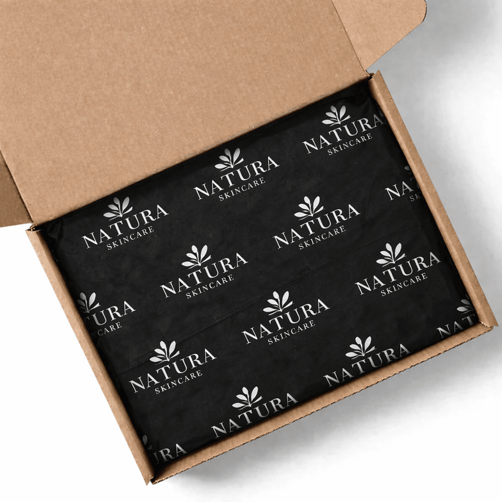 Custom Printed Tissue Paper - 1 Colour Tile Print on Black Tissue Paper (500 x 700mm) - PackQueen