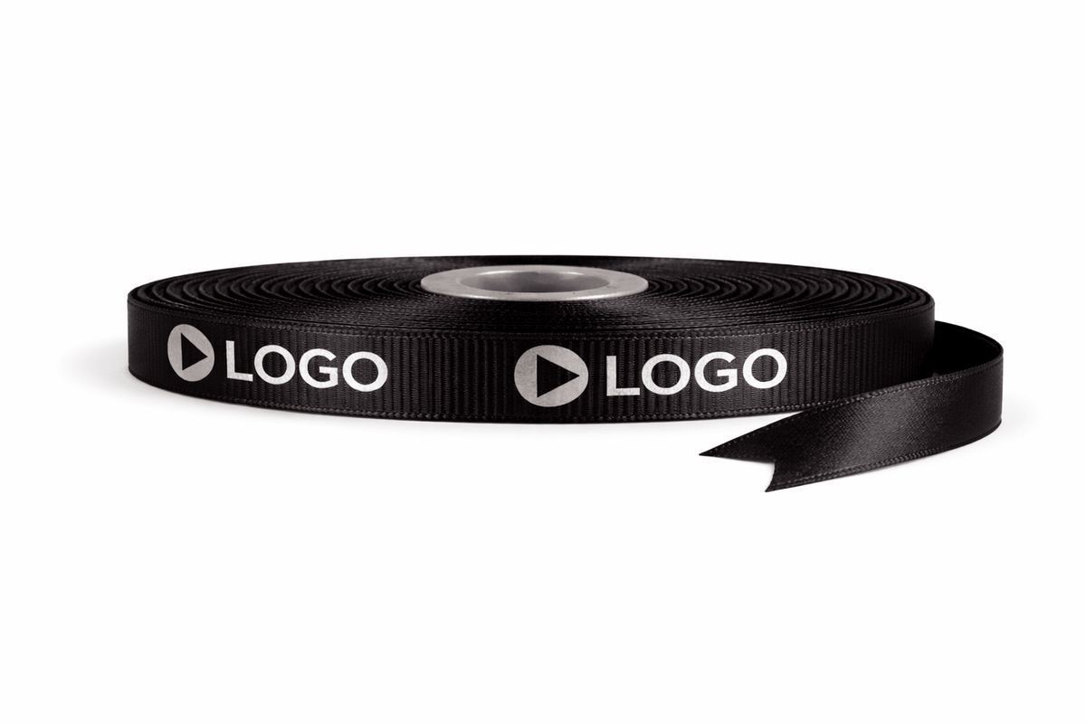 Custom Ribbon Satin Ribbon or Grossgrain - One Colour OR CMYK Custom Print (Single Sided) on 90m roll - PackQueen