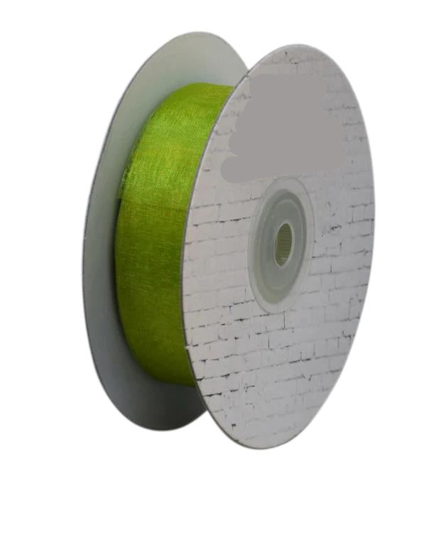 Cut Edge Organza Ribbon 25mm X 50meters Lime - PackQueen