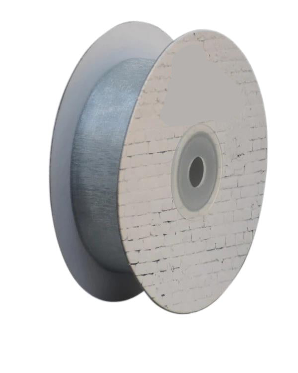 Cut Edge Organza Ribbon 25mm X 50meters Silver - PackQueen