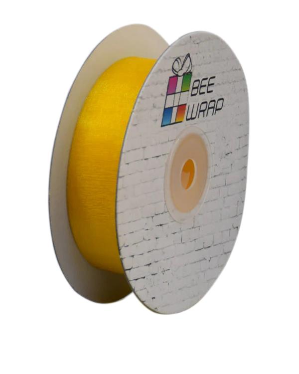 Cut Edge Organza Ribbon 25mm X 50meters Yellow - PackQueen