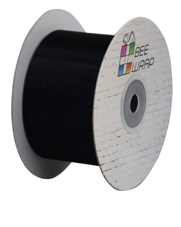 Cut Edge Organza Ribbon 50mm X 50meters Black - PackQueen