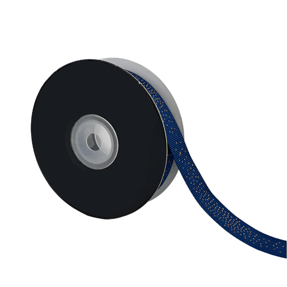 Grosgrain Ribbon 20mm X 20metres - Gold Dots Hunter Navy - PackQueen