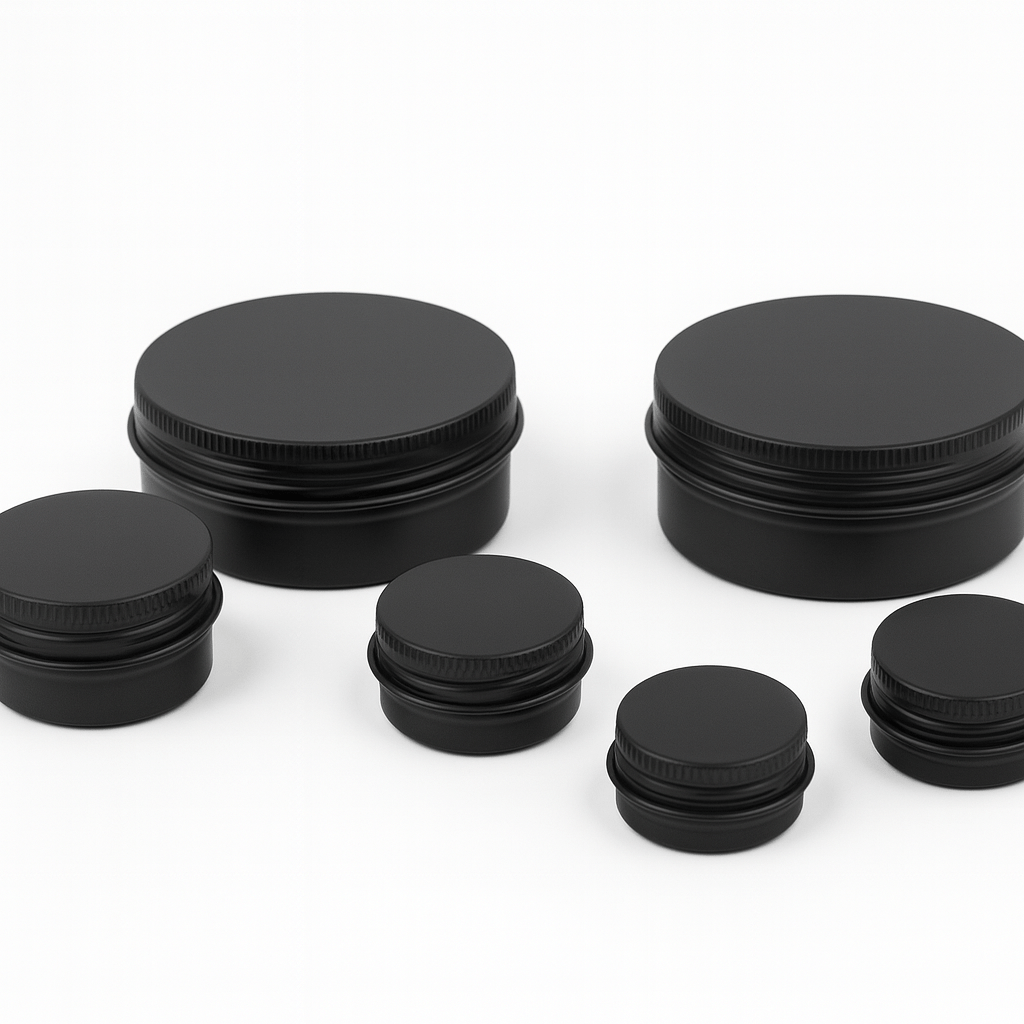 Matt Black Aluminum Tin Jar and Screw Cap - PackQueen