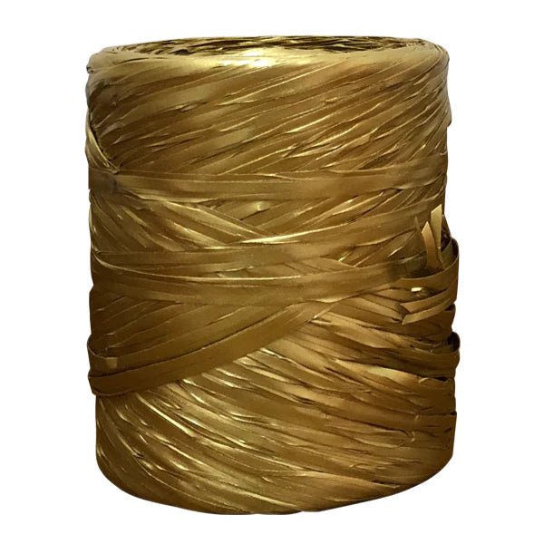 Poly Raffia Metallic Ribbon - Gold (5mm x 200metres) - PackQueen