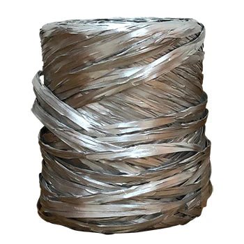 Poly Raffia Metallic Ribbon - Silver (5mm x 200metres) - PackQueen