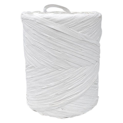 Poly Raffia Ribbon - White (5mm x 200metres) - PackQueen