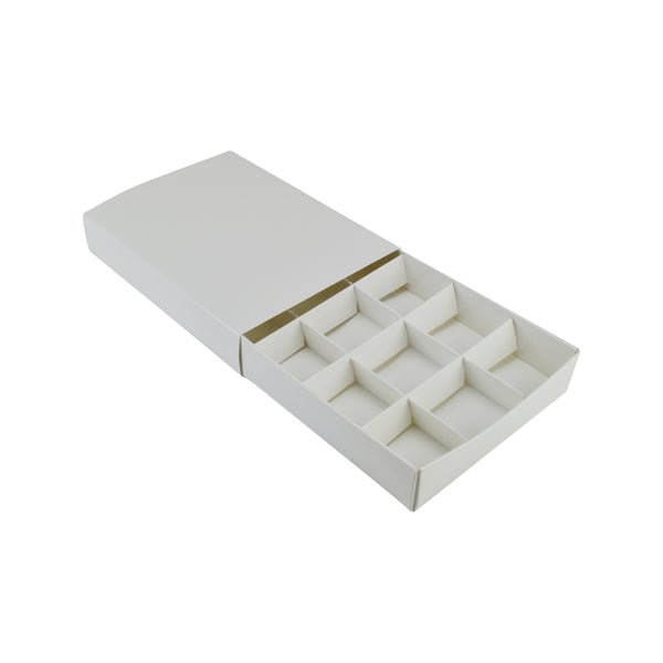 SAMPLE - 12 Pack Chocolate Box (Slide over cover) - Smooth White Paperboard - PackQueen