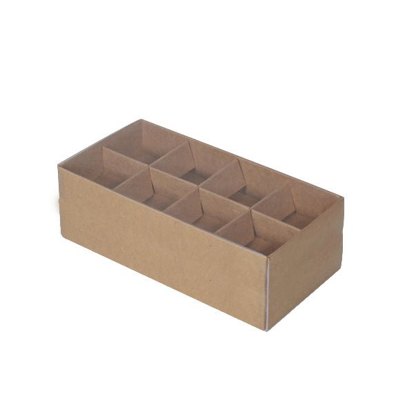 SAMPLE - 16 Pack Chocolate/Rectangle 16 Gift Box with Clear Lid - Kraft Brown Paperboard (Optional Lid) - PackQueen