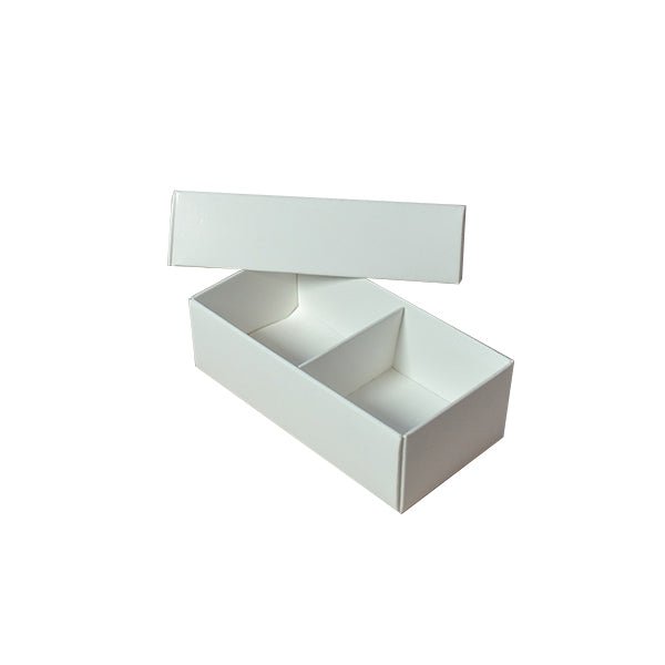 SAMPLE - 2 Macaroon & Choc Box - Smooth White Paperboard (285gsm) (Base, Insert & Lid) - PackQueen