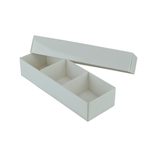 SAMPLE - 3 Macaroon & Choc Box - Smooth White Paperboard (Base, Insert & Lid) - PackQueen