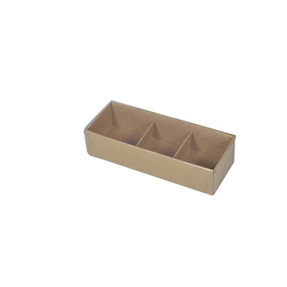 SAMPLE - 3 Pack Chocolate Box with Clear Lid - Kraft Brown Paperboard (Base, Insert & Clear Lid) - PackQueen