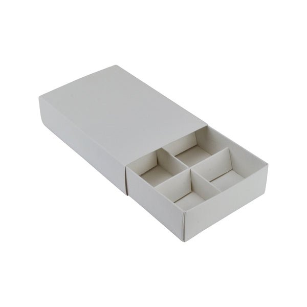 SAMPLE - 6 Pack Chocolate Box (Slide over cover) - Smooth White Paperboard - PackQueen