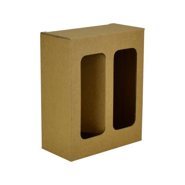 SAMPLE - E Flute - Two Window Gift Box 28884 - Kraft Brown - PackQueen