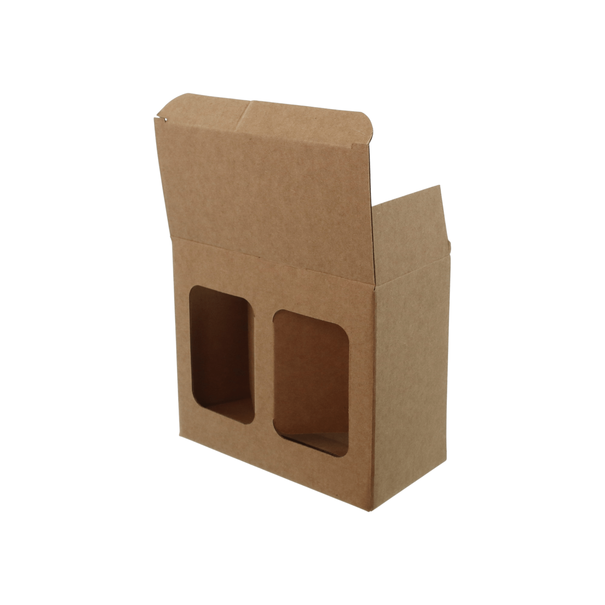 SAMPLE - E Flute - Two Window Gift Box 30201 - Kraft Brown - PackQueen