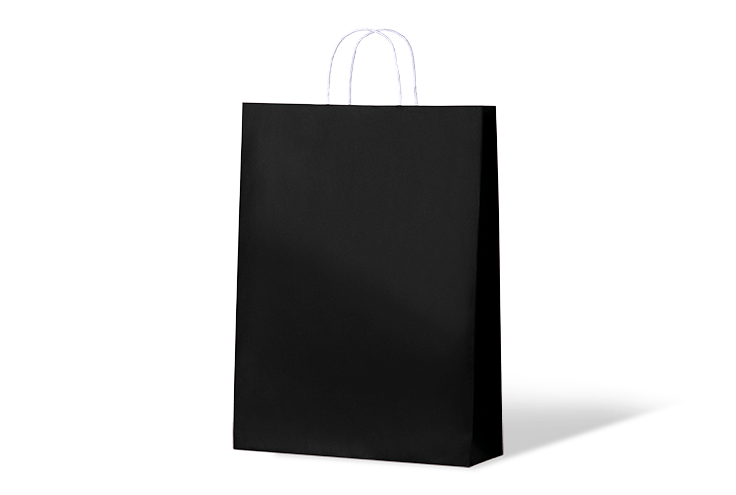 SAMPLE - Jet Black Kraft Paper Gift Bag Midi - PackQueen