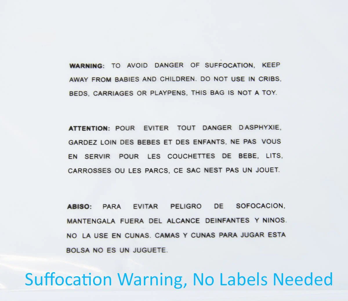 Self Seal Poly Bag with Suffocation Warning for Amazon FBA - PackQueen