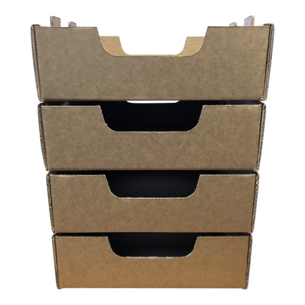 Small Heavy Duty Storage Box - Stackable Cardboard Catering and Storage Tray (One Piece Self Locking) - PackQueen