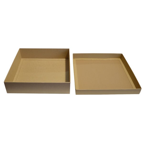 Two Piece 400mm Square Cardboard Gift Box - 100mm High - PackQueen
