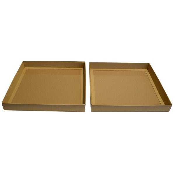 Two Piece 400mm Square Cardboard Gift Box (Base & Lid) 50mm High - PackQueen