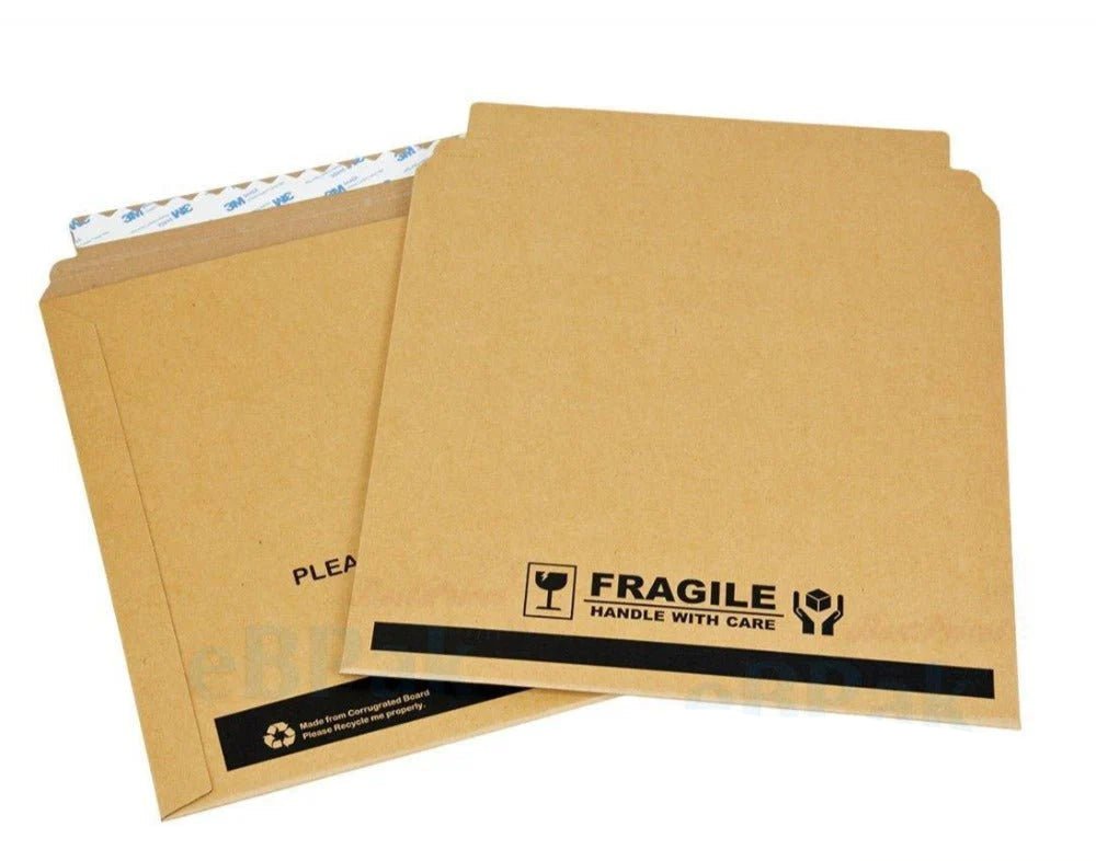 Vinyl Record Rigid Envelope Mailer for 12 inch Black Vinyl EP with Peal & Seal - PackQueen