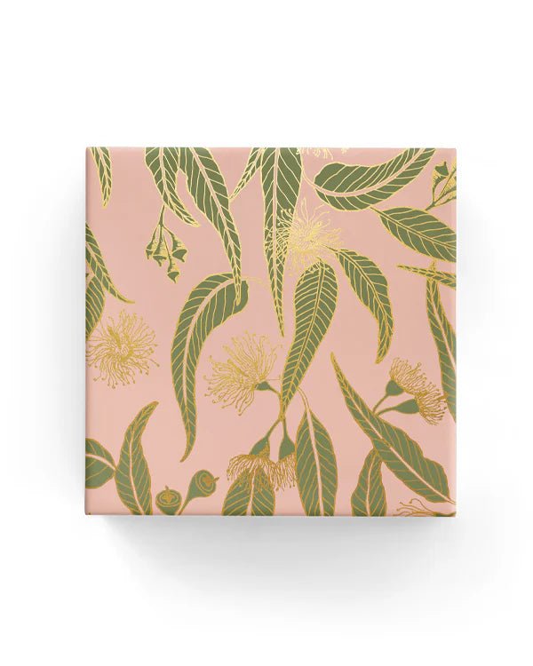 Wrapping Paper - 600mm x 40metres - Gum Leaves - Pink, Green & Gold - PackQueen