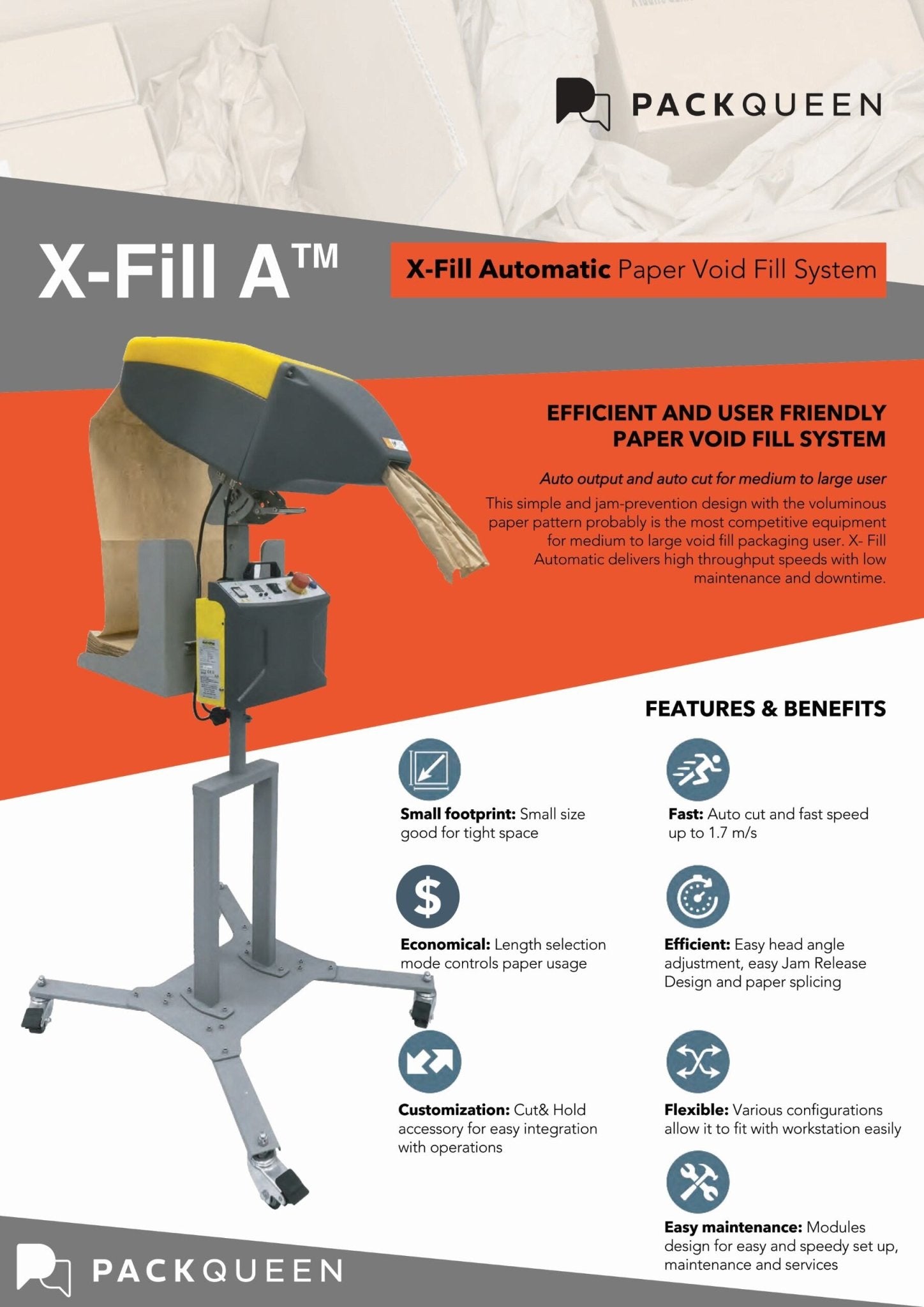 XFSA - 200F (X - Fill Semi - Automatic Paper Void Fill Machine, Floor Stand) - PackQueen