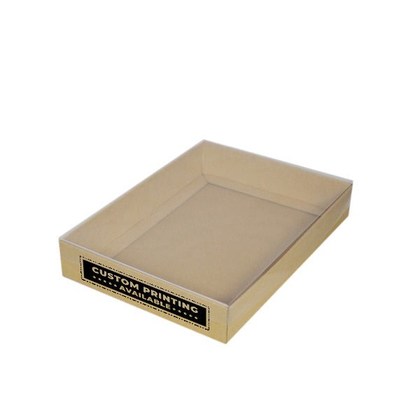 A4 Cardboard Gift Box with Clear Lid - 50mm High - PackQueen