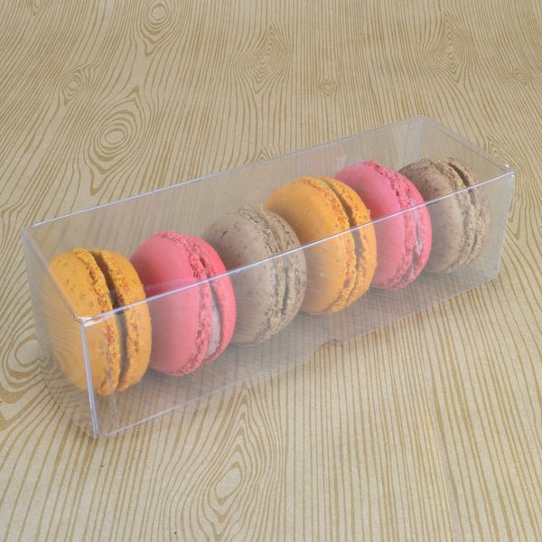 Clear 6 Macaron Box (Base & Lid) - 165 x 50 x 50 mm - PackQueen