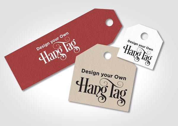 Custom Hang Tags Beveled 50 x 155mm - Kraft Brown with One Colour Black Print (400gsm) - PackQueen