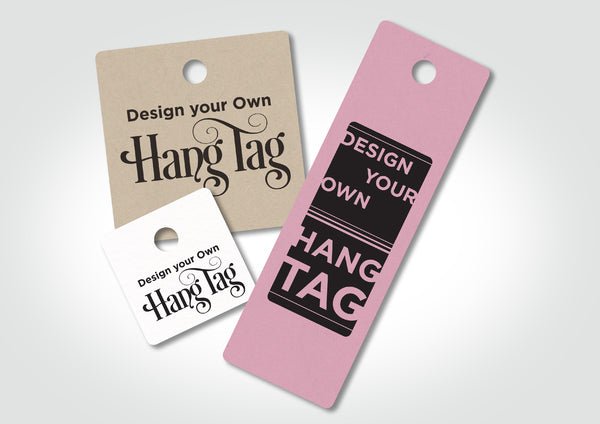 Custom Hang Tags Beveled 50 x 50mm - Kraft Brown with One Colour Black Print (400gsm) - PackQueen
