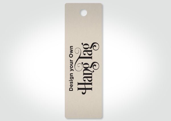 Custom Hang Tags Rectangle 50 x 155mm - Kraft Brown with One Colour Black Print (400gsm) - PackQueen