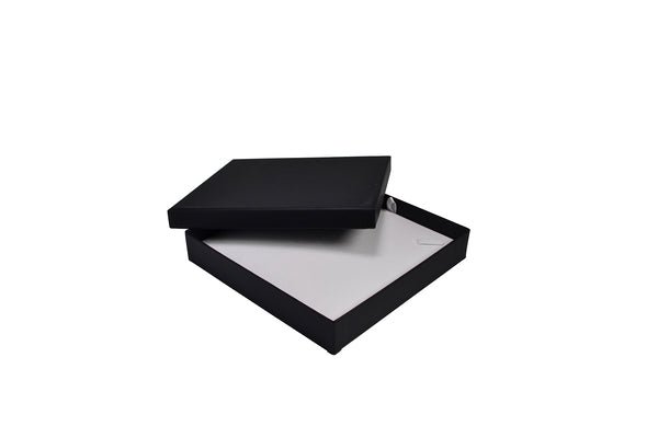 CUSTOM PRINTED Rigid Cardboard Standard Necklace Jewellery Box - Matt Black (removable non reversable white suede foam insert) - PackQueen