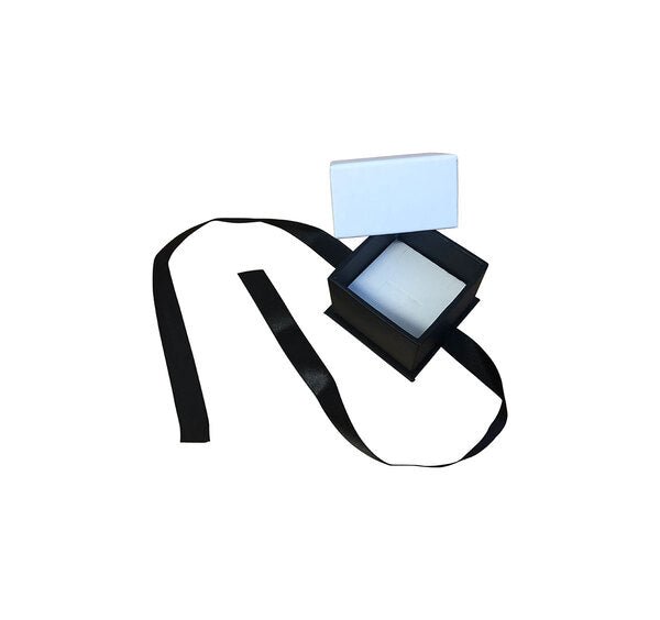 CUSTOM Rigid Black & White with Bow Small Jewellery Box (with removable black/white reversible leatherette foam insert) - PackQueen