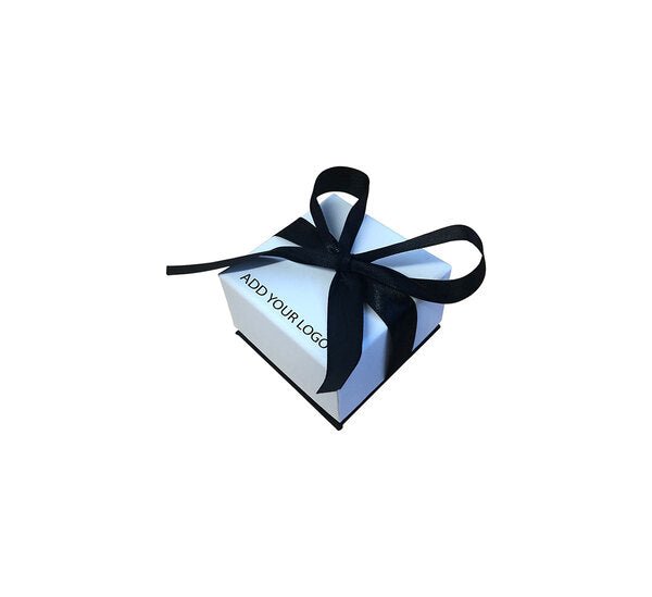 CUSTOM Rigid Black & White with Bow Small Jewellery Box (with removable black/white reversible leatherette foam insert) - PackQueen