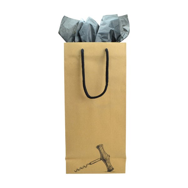 Double Cork Screw - Paper Wine Bag Kraft Brown - 100 PACK - PackQueen