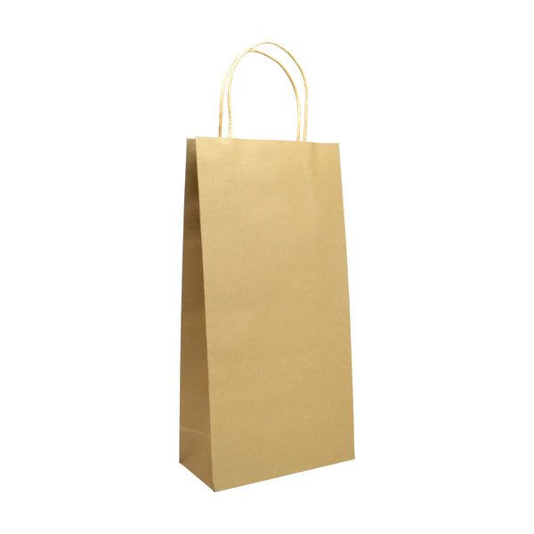 Double Wine - Paper Wine Bag Kraft Brown - 100 PACK - PackQueen